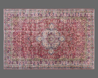 Handmade Vintage Turkish Oushak Rug: Bohemian Wool Area Rug (5.2 x 9.3 ft.)