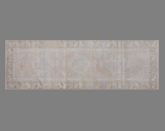 Vintage Runner Rug  87x322 cm | 2'10" x 10'6" ft Turkish Oushak Carpet | Muted Wool Handwoven Antique Hallway Rug