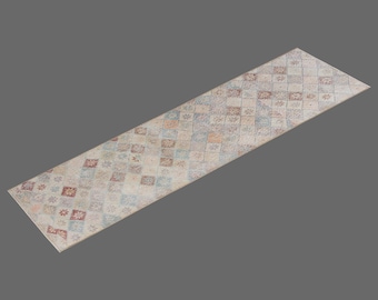 Vintage Oushak Runner Rug: Handwoven Turkish Hallway Rug, 1960s Wool