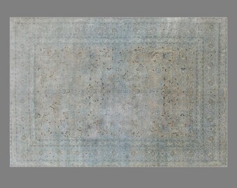 Vintage Oushak Rug 300x390 cm (9'10" x 12'10"), Turkish Handmade Wool, 60+ Years Old Antique Bohemian Rug