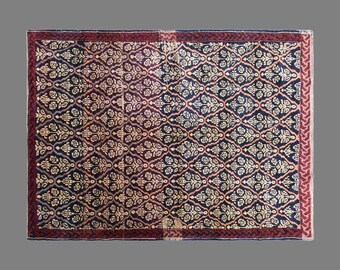 Vintage Konya Karapinar Rug, 3.7 x 4.8 ft Handmade Wool Rug, Turkish Anatolian All Over Floral Area Rug