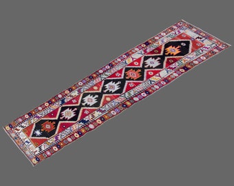Turkish Rug", Runner Rug, Vintage Rug, 3.0 x 12.6 feet, Kitchen Rug, Oushak Rug, Antique Rug, Oriental Rug, Hallway Rug, Muted Rug, Wool Rug