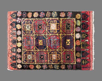 Vintage Konya Yatak Halisi Rug, 4.4 x 5.7 ft Handmade Wool Rug, Turkish Mountain Sleeping Rug