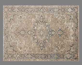Large Turkish Rug, Vintage Rug, Area Rug, 242x330 cm (7.9x10.8 ft), Oushak Rug, Antique Handmade Rug, Oriental Old Rug, 60+ Yr Old