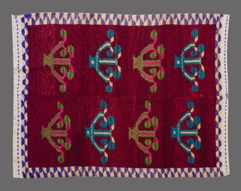 4x5 Moroccan Beni Ourain Rug,Vintage Handmade Wool Tulu Flokati Rug
