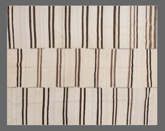 One-of-a-Kind Minimalist Turkish Kilim Rug 200x250 cm | 6.6x8.2 ft | 60+ Year Vintage