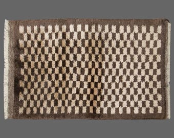 3"x6" ft Turkish Handmade Wool Shaggy Rug,Bohemian Beni Ourain Rug,Flokati Rug