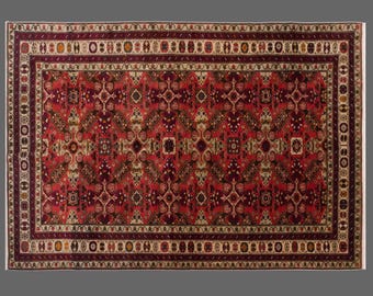 Handmade Vintage Oushak Rug 181x276 cm (5'11"x9'1") – 60+ Years Old Turkish Wool Carpet, Antique Oriental Rug, Bohemian Home Decor