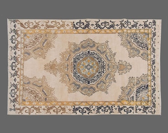 Vintage Rug, Area Rug, Turkish Rug, 4'3 x 6'8 feet, Oushak Rug, Antique Rug, Oriental Rug, Handmade Rug, Decorative Rug, Large Rug,Old Rug