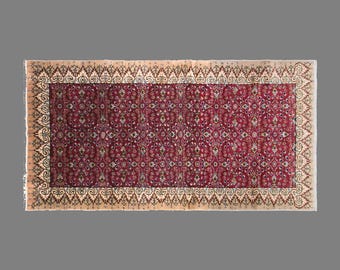 Vintage Kayseri Rug, 3.3 x 6.6 ft Handmade Wool Cotton Rug, Turkish Anatolian Floral Area Rug