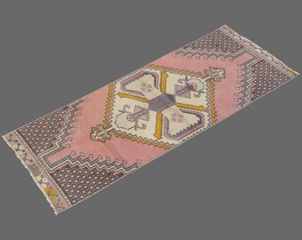 Blush Charm of Anatolia, Vintage Turkish Rug, 2 x 6 ft Rug, Vintage Rug
