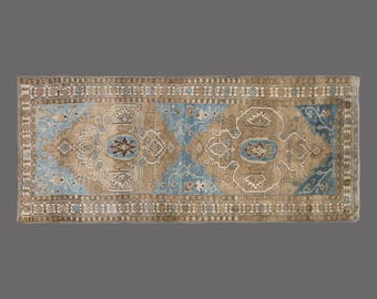 Vintage Turkish Runner Rug: 5x12.6 Wool Hallway Carpet