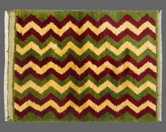 3'8"x5'2" ft Turkish Handmade Wool Shaggy Rug,Bohemian Beni Ourain Rug,Flokati Rug