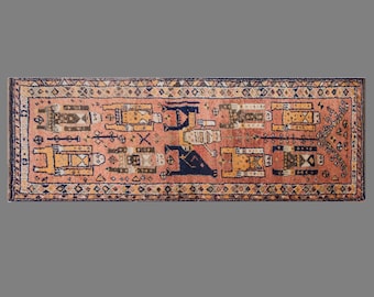 Vintage Turkish Oushak Runner Rug 3x10 ft | 105 x 305 cm Handmade Wool Rug, Long Hallway Runner, 60+ Years