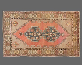 Turkish Rug, Vintage Rug, 4'2 x 6'8 feet, Oushak Rug, Antique Rug, Oriental Rug, Handmade Rug, Decorative Rug, Muted Rug, Old Rug,Area Rug