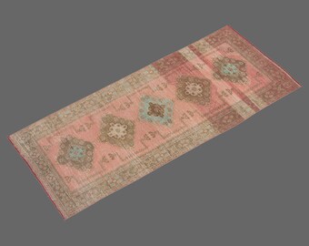 Runner Rug", Turkish Rug, Antique Rug, 4.6 x 11.3 feet, Oushak Rug, Vintage Rug, Oriental Rug, Handmade Rug, Hallway Rug", Kitchen Rug