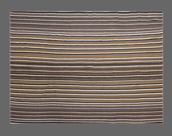 One-of-a-Kind Minimalist Turkish Kilim Rug 275x370 cm | 9.0x12.1 ft | 60+ Year Vintage