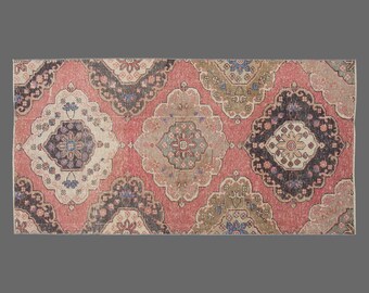Blossom Field of Oushak, Vintage Turkish Rug, 3 x 6 ft Rug, Vintage Rug
