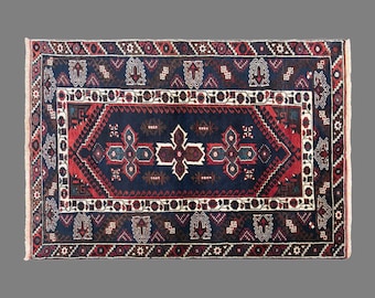 Vintage Dosemealti Nomadic Rug, 4.3 x 6.6 ft Handmade Wool Rug, Turkish Tribal Area Rug