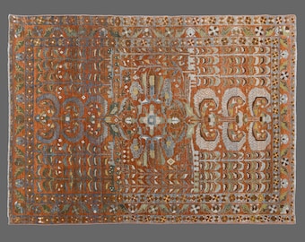 60+ yrs Old 145x202 cm Vintage Oushak Rug – Handwoven Wool Area Rug – Bohemian Tribal & Caucasian Decorative Rug