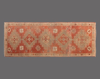 Vintage Turkish Hallway Rug: Handwoven Wool Runner, 4x12