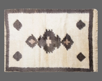 3'7"x5'8" ft Turkish Handmade Wool Shaggy Rug,Bohemian Beni Ourain Rug,Flokati Rug