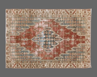 Vintage Rug, Area Rug, Turkish Rug, 4'1 x 6 feet, Oushak Rug, Antique Rug, Oriental Rug, Handmade Rug, Decorative Rug, Large Rug,Old Rug