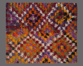 6x6 Moroccan Beni Ourain Rug,Vintage Handmade Wool Tulu Flokati Rug