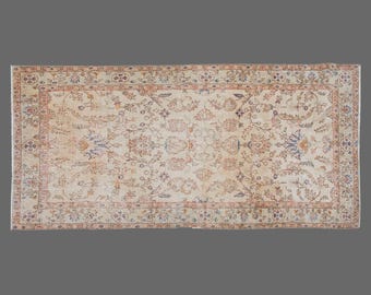 4x9 Vintage Turkish Runner, Hallway Rug, Wool Carpet, Small Hallway Runner, Soft Texture, 4x9 Runner, 4x9 Rug