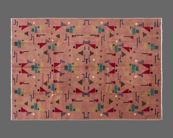 Vintage Turkish Rug 7'1 x 10'5 | 215x318 cm Wool Rug • Bohemian Handwoven Carpet • 1960s Anatolian Nomadic Design