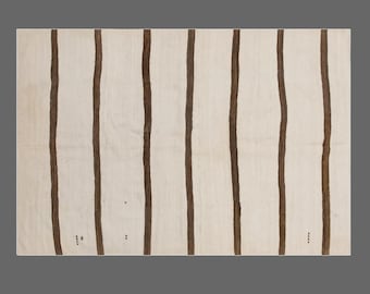 1960s Handmade Minimalist Turkish Kilim 150x210 cm | 4.9×6.9 ft | Vintage 60+ Years Old