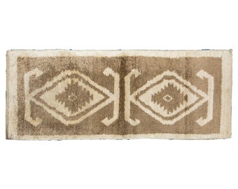 2'7"x6'8" ft Moroccan Beni Ourain Rug,Vintage Handmade Wool Tulu Flokati Rug