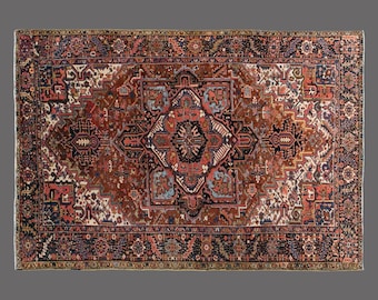 Large Vintage Turkish Oushak Rug: 9x12 Bohemian Wool Rug