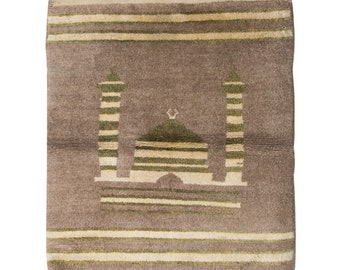 3x4 Shaggy vintage Turkish Handmade Tulu rug,Bohemian Wool Beni Ourain Rug,Flokati rug