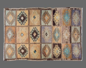 Geometric Legacy from Konya, Vintage Turkish Wool Rug , 4 x 6 ft Rug, Vintage Rug