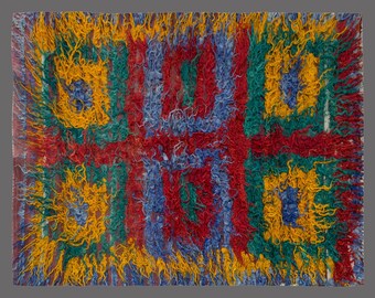 4x6 Moroccan Wool Beni Ourain Rug,Vintage Bohemian Flokati Rug