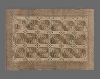 Vintage Turkish Oushak Rug 6.7x9.10: Hand Woven Wool Area Rug