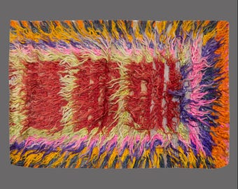 3x5 Moroccan Goat Hair Beni Ourain Rug,Vintage Bohemian Flokati Rug