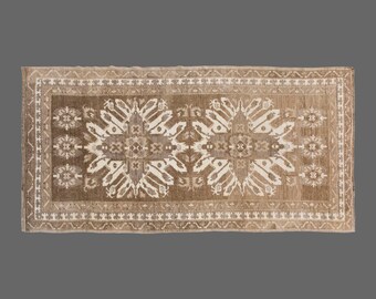 Turkish Rug, Vintage Rug, 5'1 x 9'7 feet, Oushak Rug, Antique Rug, Oriental Rug, Handmade Rug, Decorative Rug, Old Rug,Area Rug