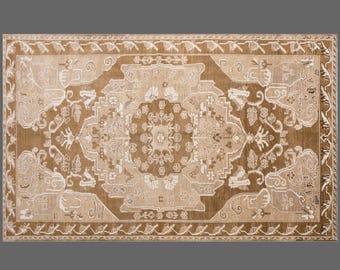 Handwoven Vintage Turkish Rug 182x290 cm | Large Area Rug 6x9 ft | Oushak Antique Rug, Handmade Decorative Wool Rug, Washed & Ready