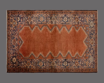 4.4 x 6.5 ft Rug, Vintage Turkish Wool Rug, Handwoven Anatolian Carpet, 132 x 195 cm, 60 Years Old Traditional Rug, Boho Rug, Area Rug