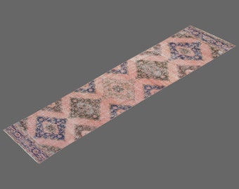 Turkish Rug", Runner Rug, Vintage Rug, 2.6 x 13.11 feet, Kitchen Rug, Oushak Rug, Antique Rug, Oriental Rug, Hallway Rug, Muted Rug,Wool Rug