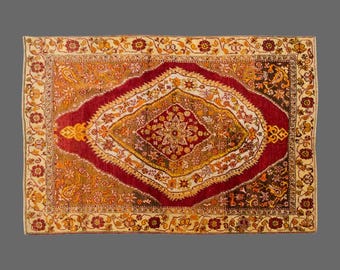 Flame of Anatolia, Vintage Turkish Rug, 4 x 5 ft Rug, Vintage Rug