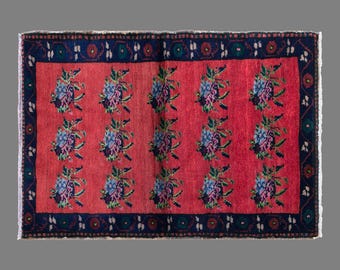 Vintage Turkish Rug, 3 x 4.1 ft, 90 x 125 cm, Handwoven Wool Anatolian Rug
