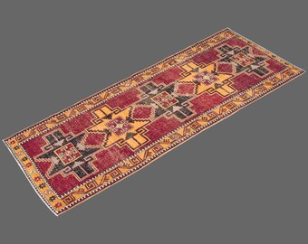 3.7 X 11'1 Floor Turkish Runner,Oushak Rug Runner,Vintage Runner Rug,Oushak Rug Runner,Handmade Rug,Floor rug runner,Home Decor Rug Runner