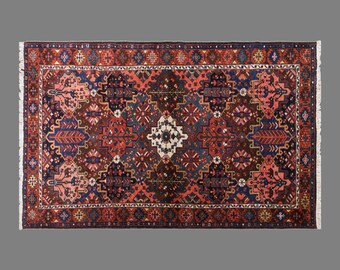 Crimson Heritage of Anatolia, Vintage Turkish Rug, 4.6 x 6.7 ft Rug, 90 Year Old Handknotted Wool Carpet