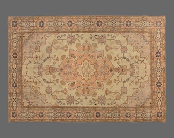 8x11 Vintage Turkish Area Rug, Vintage Rug, Area Rug, Handwoven Wool Carpet, Oversized Bohemian Area Rug, Soft Texture, 8x11 Carpet