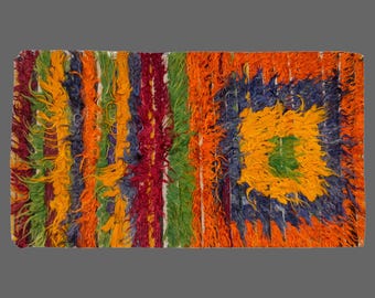 3x5 Moroccan Wool Beni Ourain Rug,Vintage Bohemian Flokati Rug