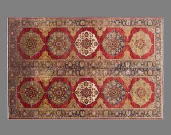 Oversized Vintage Turkish Rug 305 x 475 cm | 10'0" x 15'7" ft Oushak Handmade Wool Carpet, Antique Room Size Rug, 60+ Years