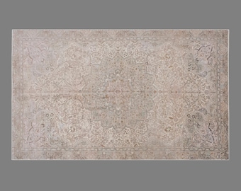 Handmade Turkish Rug 182x290 cm (6'0" x 9'6"), Vintage Oushak Wool, 60+ Years Old Antique Area Piece